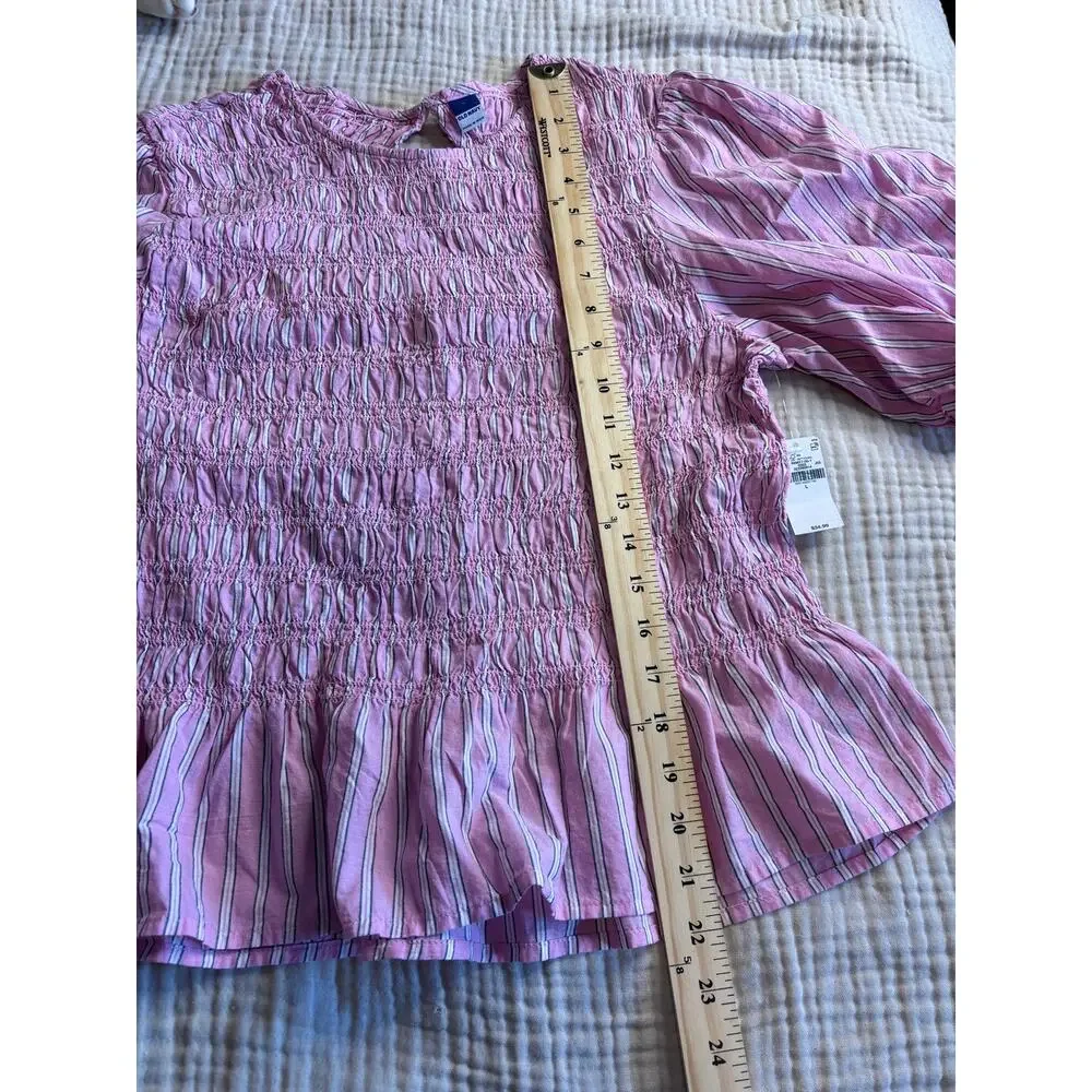 Smocked Puff Sleeve Old‎ Navy NWT Pink Peplum Top Large Cottagecore Coquette